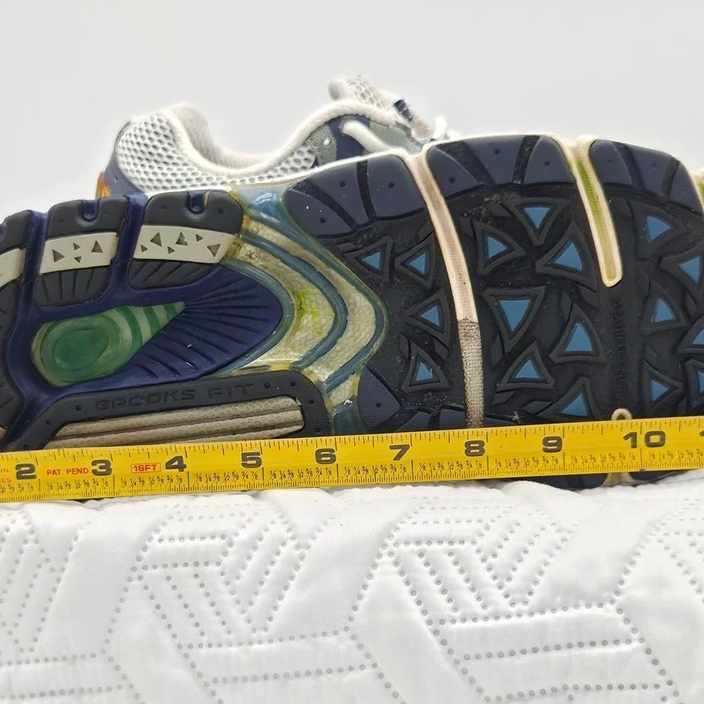 Brooks Shoes Athletic Men Blue, White And Gold Run Casual Length-12.5